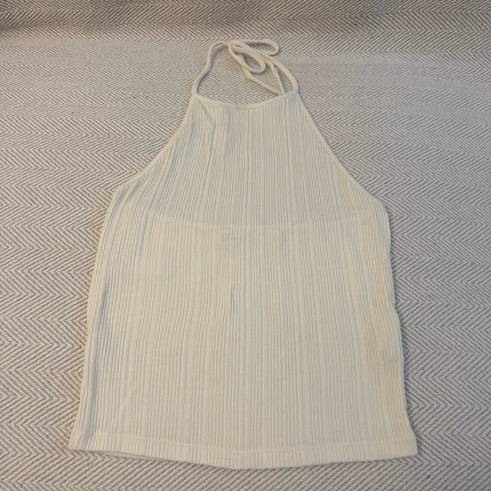 OAK + FORT white cream halter top size xs
